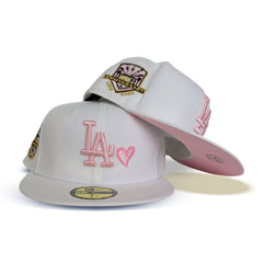 New Era Los Angeles Dodgers Pop Sweat 59FIFTY Fitted Hat 5950 Pink Brim  Under