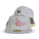 White Los Angeles Dodgers Pink Bottom 50th Anniversary Side Patch New Era 59Fifty Fitted