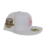 White Los Angeles Dodgers Pink Bottom 50th Anniversary Side Patch New Era 59Fifty Fitted