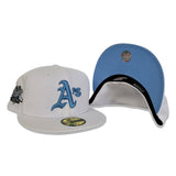 White Oakland Athletics Icy Blue Bottom 1989 World Series Side Patch New Era 59Fifty Fitted