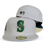 White Seattle Mariners Aqua Bottom 40th Anniversary Side Patch New Era 59Fifty Fitted
