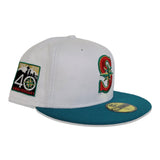 White Seattle Mariners Red Bottom 40th Anniversary Side Patch New Era 59Fifty Fitted