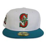 White Seattle Mariners Red Bottom 40th Anniversary Side Patch New Era 59Fifty Fitted