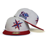 White Seattle Mariners Red Visor Grape Purple Bottom 20th Anniversary Side Patch " Stimply Collection" New Era 59Fifty Fitted