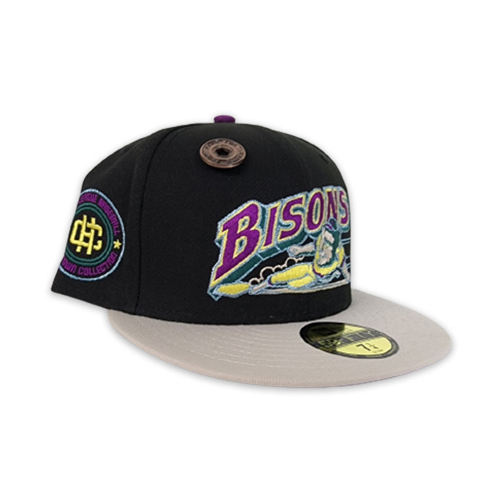 Vegas Gold Buffalo Bison Olive Green Visor Gray Bottom International League Side Patch New Era 59FIFTY Fitted 7 3/4