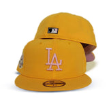Yellow Los Angeles Dodgers Pink Bottom 1958-1961 First Home Side Patch New Era 59Fifty Fitted