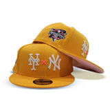 Yellow New York Yankees X New York Mets Pink Bottom 2000 World Series Side Patch New Era 59Fifty Fitted