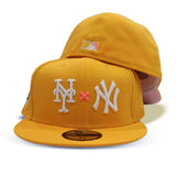 Yellow New York Yankees X New York Mets Pink Bottom 2000 World Series Side Patch New Era 59Fifty Fitted