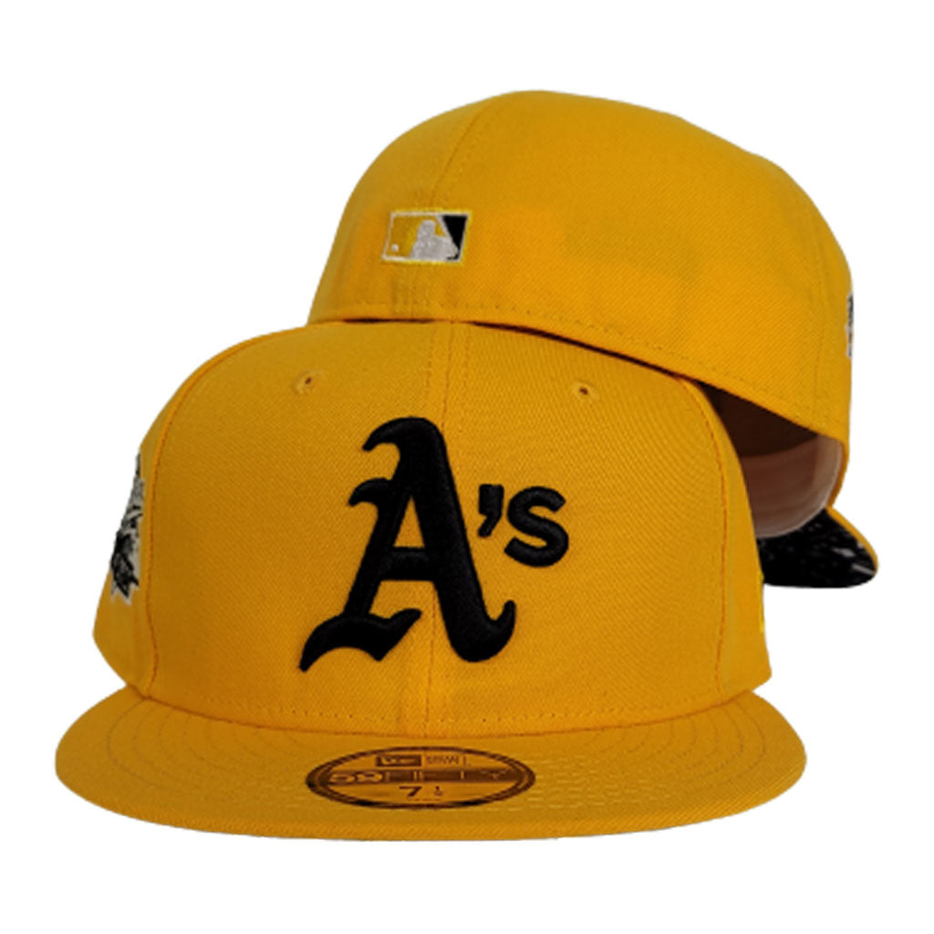 Yellow Oakland Athletics Paisley Bottom 1989 World Series Side Patch New Era 59FIFTY Fitted 7