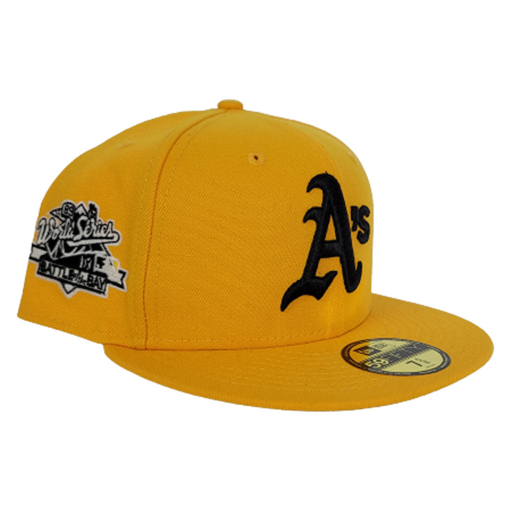 Yellow Oakland Athletics Paisley Bottom 1989 World Series Side Patch New Era 59FIFTY Fitted 7