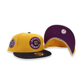 Yellow Seattle Mariners Black Corduroy Visor Grape Purple Bottom 35th Anniversary Side Patch New Era 59Fifty Fitted