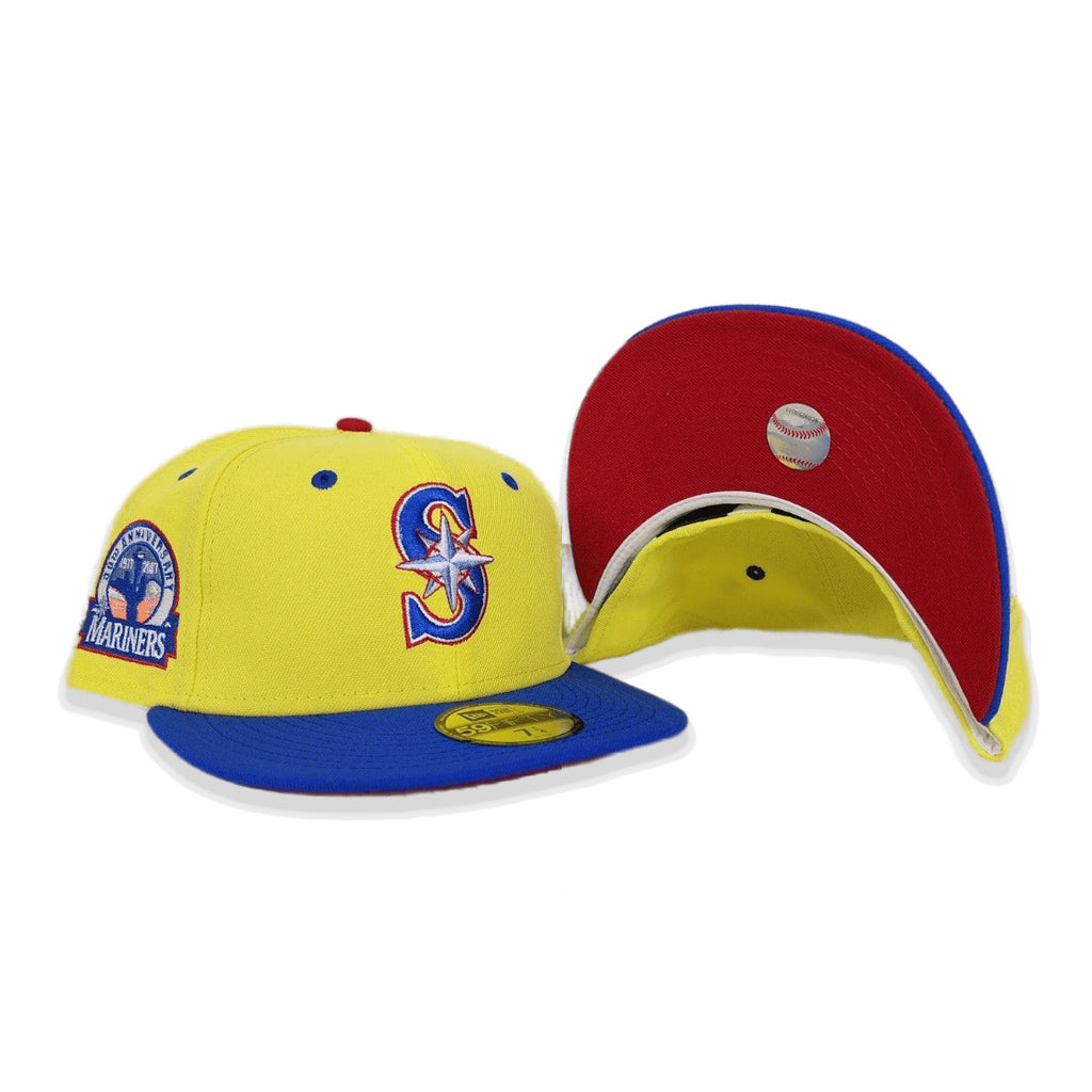 Seattle Mariners New Era Red/Royal Blue Bill And Yellow Bottom With 30th  Anniversary Patch On Side 59FIFTY Fitted Hat