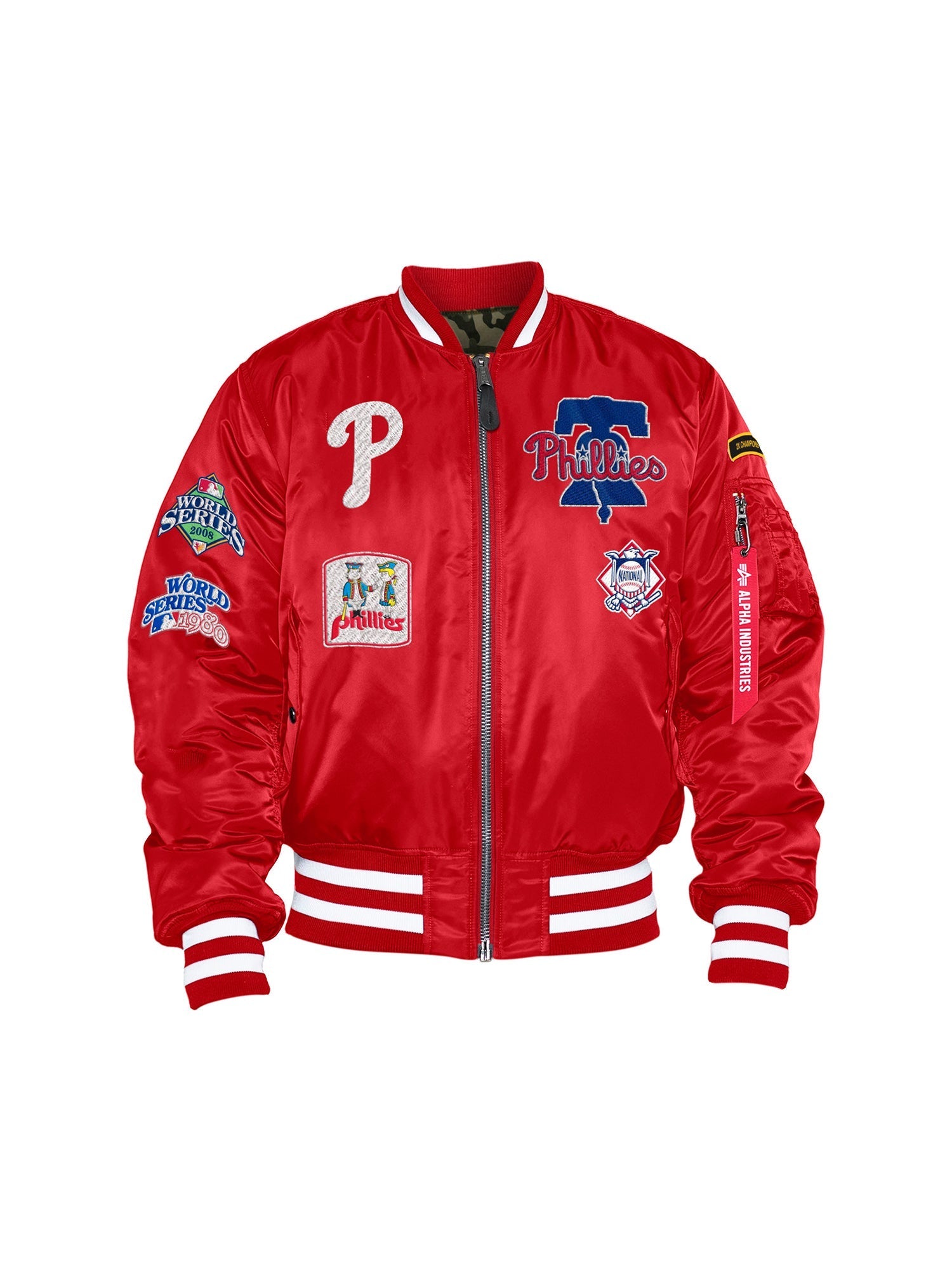 Men's JH Design Black/Red Philadelphia Phillies Wool Reversible Jacket