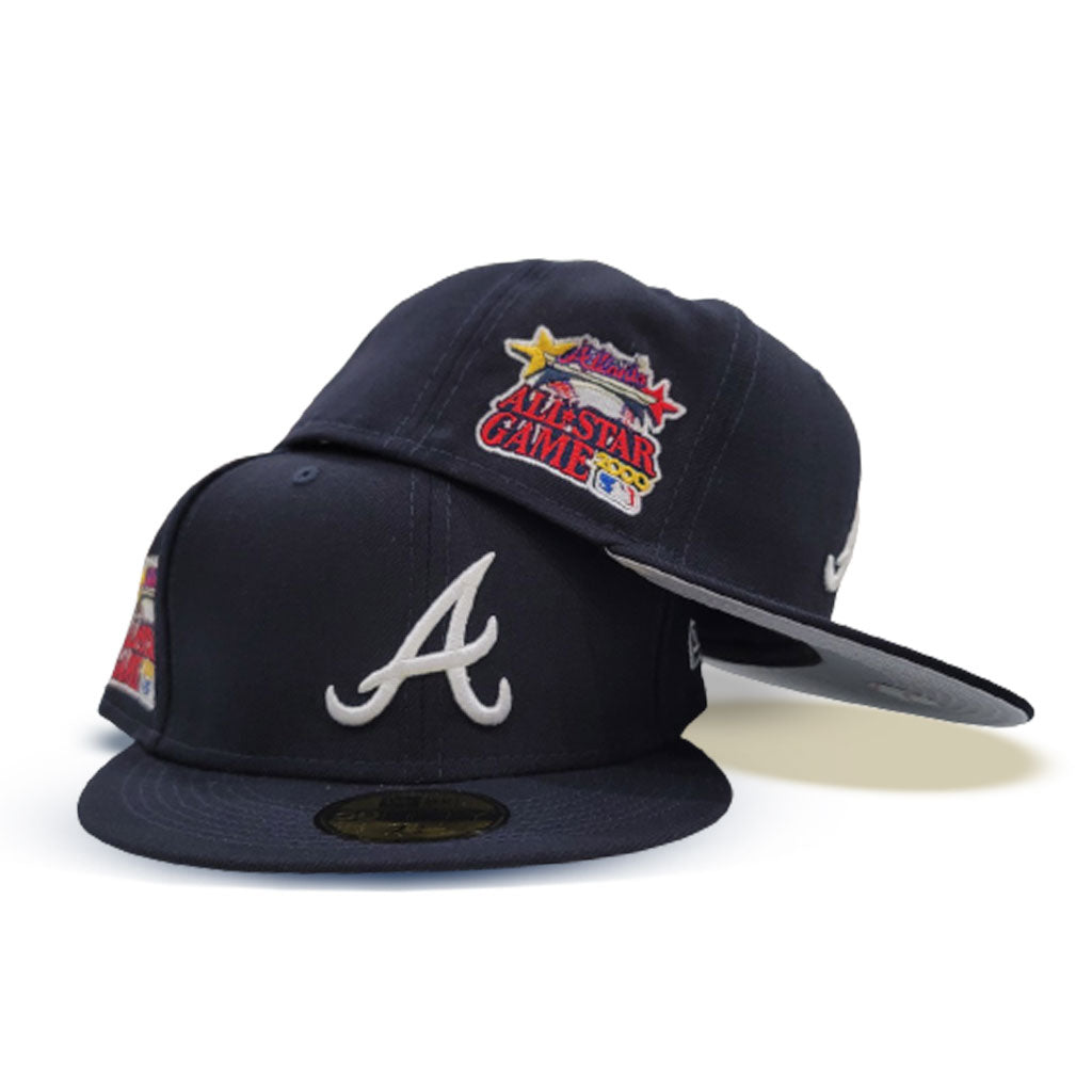 Navy Blue Atlanta Braves Gray Bottom 2000 All Star Game Side Patch New Era 59FIFTY Fitted 7