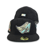 Black Corduroy Los Angeles Angels Mint Green Bottom Angel Stadium 50th Anniversary Side Patch New Era 59Fifty Fitted