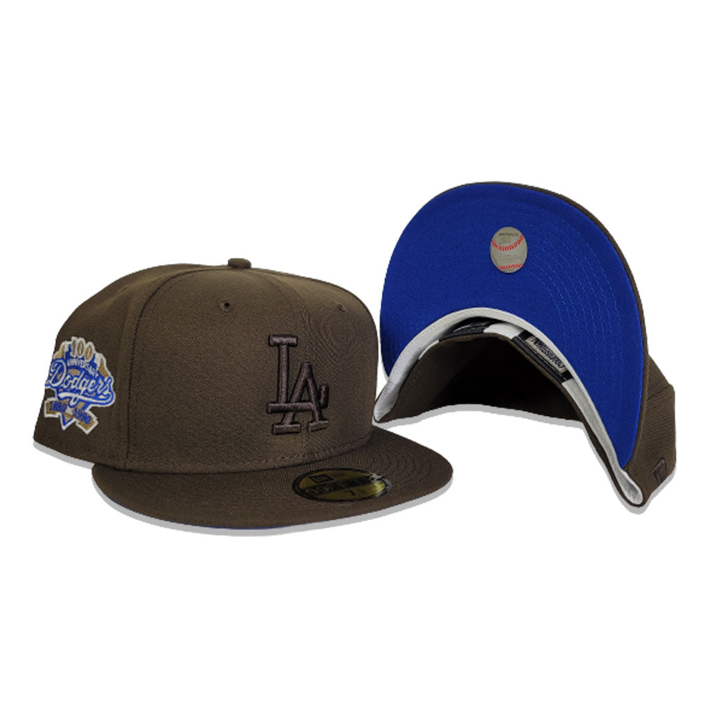 Los Angeles Dodgers New Era 100th Anniversary Sky Blue Undervisor 59FIFTY  Fitted Hat - Tan