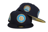 Navy Blue Seattle Mariners Soft Yellow Bottom 35th Anniversary Side Patch New Era 59Fifty Fitted