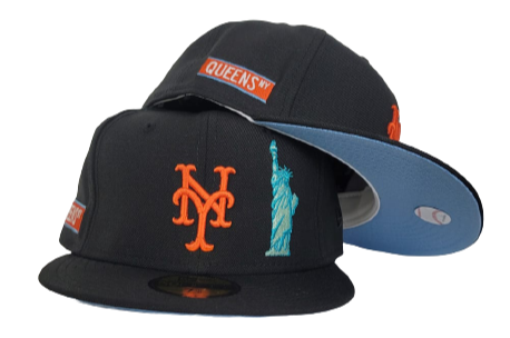 BLACK NEW YORK METS ICY BLUE BOTTOM STATUE OF LIBERTY NEW ERA 59FIFTY FITTED HAT