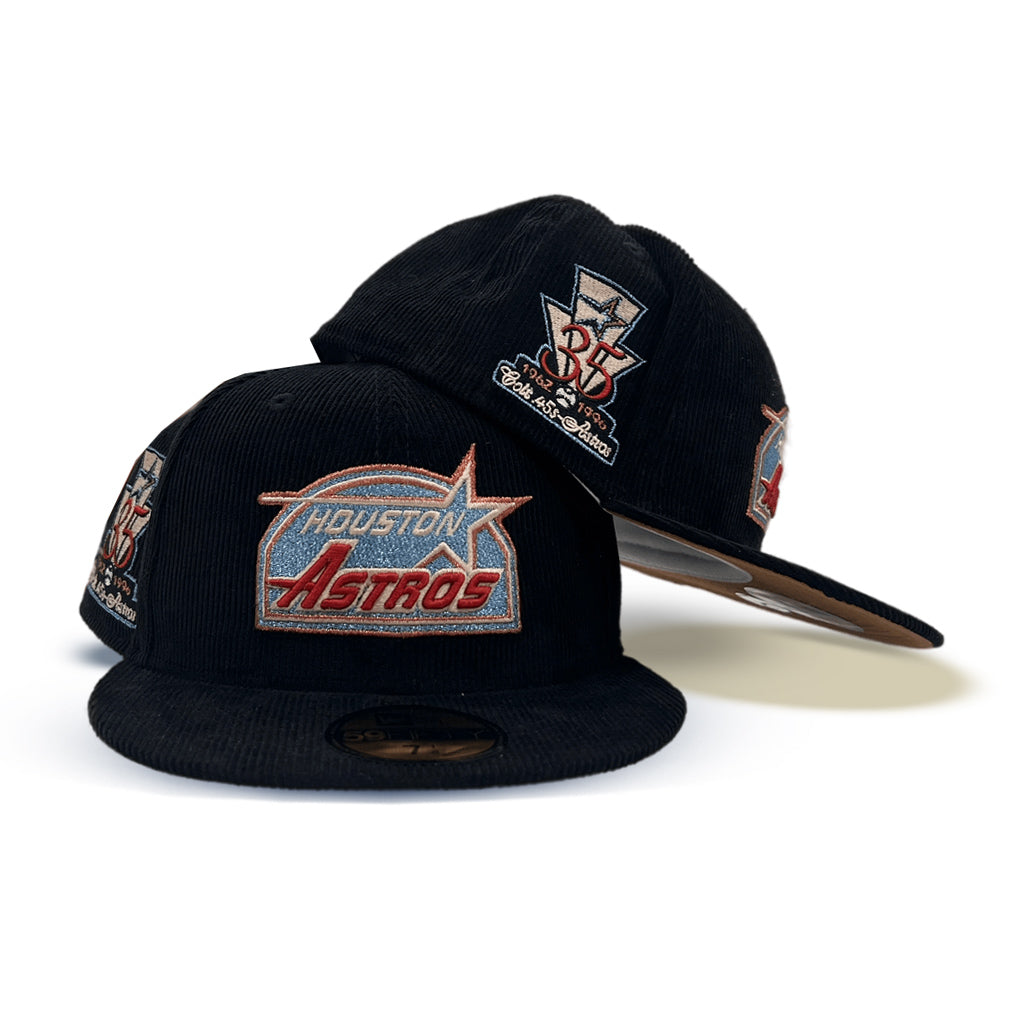 Black Corduroy Houston Astros Bronze Bottom 35th Great Years Side Patch New Era 59FIFTY Fitted 8
