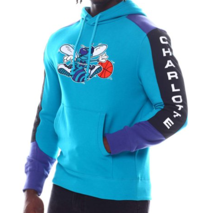Exclusive Fitted Mitchell Ness Charlotte Hornets Fusion Fleece Hoodie M