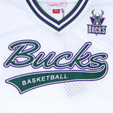 Mitchell & Ness Top Prospect Mesh V-Neck Milwaukee Bucks Jersey