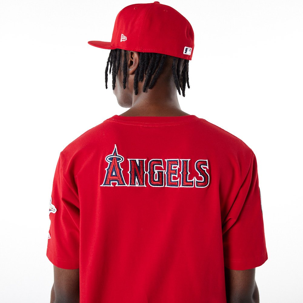 NWT Boys Los Angeles Angels Red Button Front Embroidered Replica Jersey XL  18/20