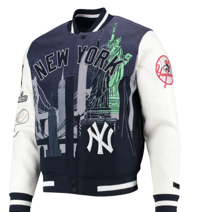 New York Yankees Pro Standard Navy Blue Remix Full Zip Varsity Jacket Exclusive Fitted Inc