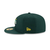 Dark Green Oakland Athletics Soft Yellow Bottom 1989 World Series Side Patch Bloom New Era 59Fifty Fitted