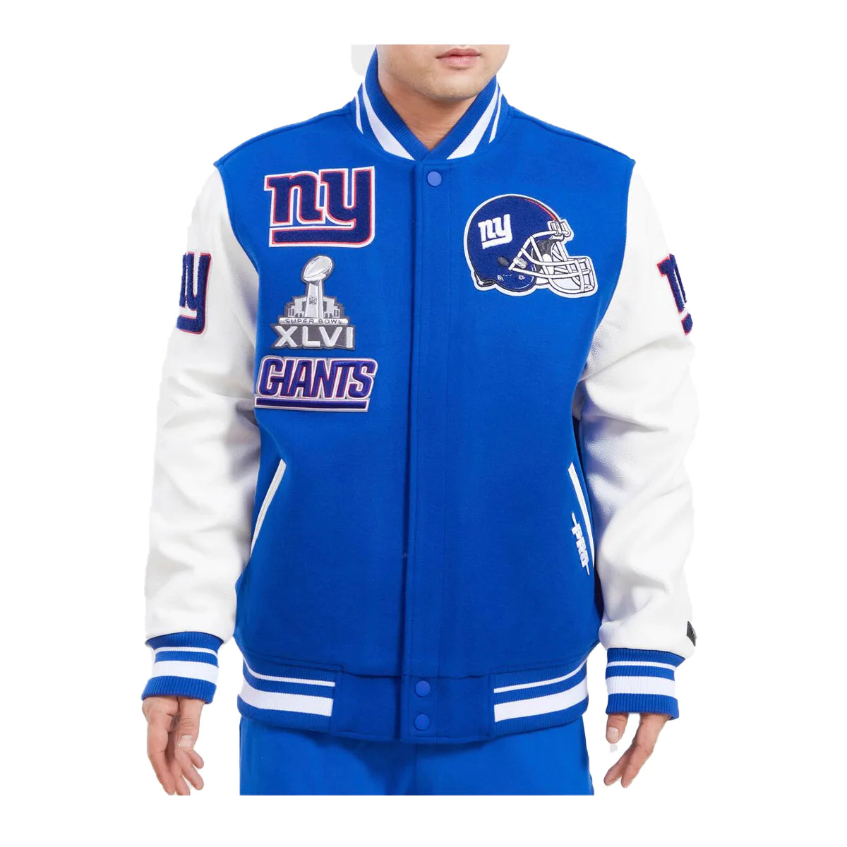 Royal Blue New York Giants Pro Standard Logo Mashup Wool Varsity Heavy Jacket L