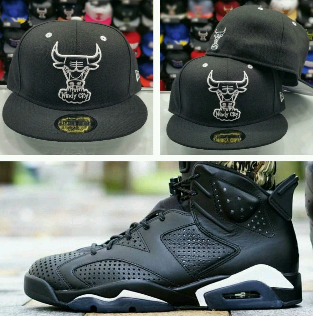 Matching New Era Chicago Bulls 59Fifty Fitted Hat for Jordan 6 "Black Cat"