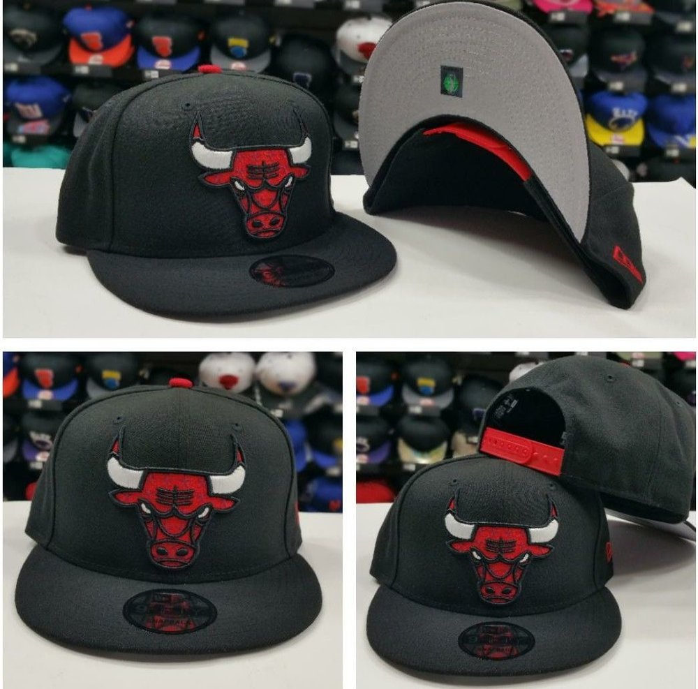 New Era NBA Team Color BLACK Chicago Bulls 9Fifty Snapback Hat
