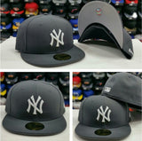 New Era 59Fifty MLB New York Yankee Charcoal Gray and White Logo Fitted Hat