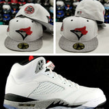 Matching New Era 5950 Toronto Blue Jays Fitted hat Cap For Jordan 5 White Cement