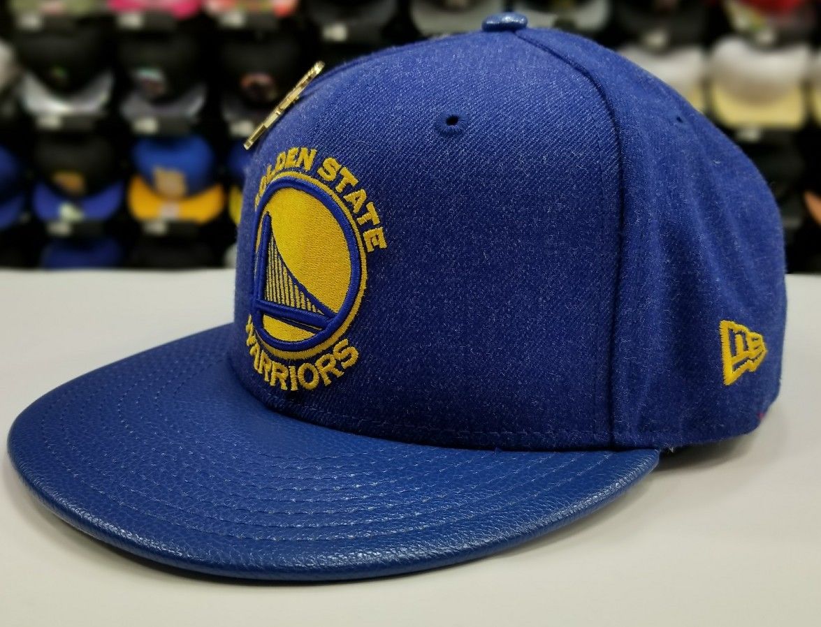 Exclusive New Era NBA 59Fifty Warriors 4X Pin trophy Championship fitted Hat Cap