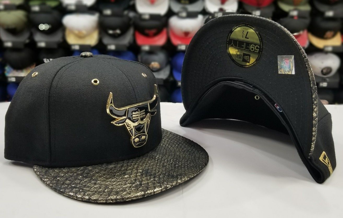 Matching New Era Chicago Bulls Fitted Hat for Jordan 14 DMP Black Gold Metal