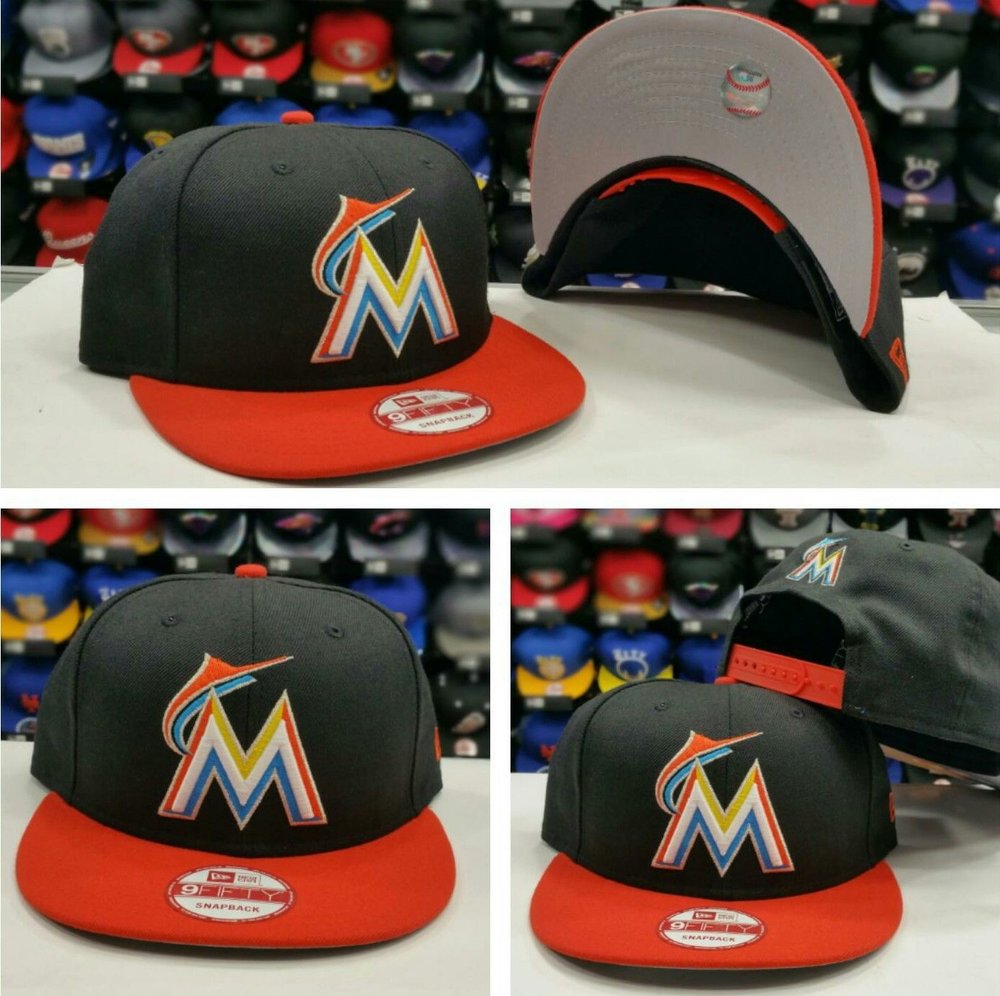 Exclusive New Era MLB Miami Marlins Black Team Color 9Fifty Snapback
