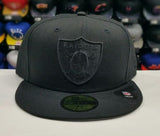 New Era NFL Black on Black Oakland Raiders 59Fifty Fitted Hat Cap