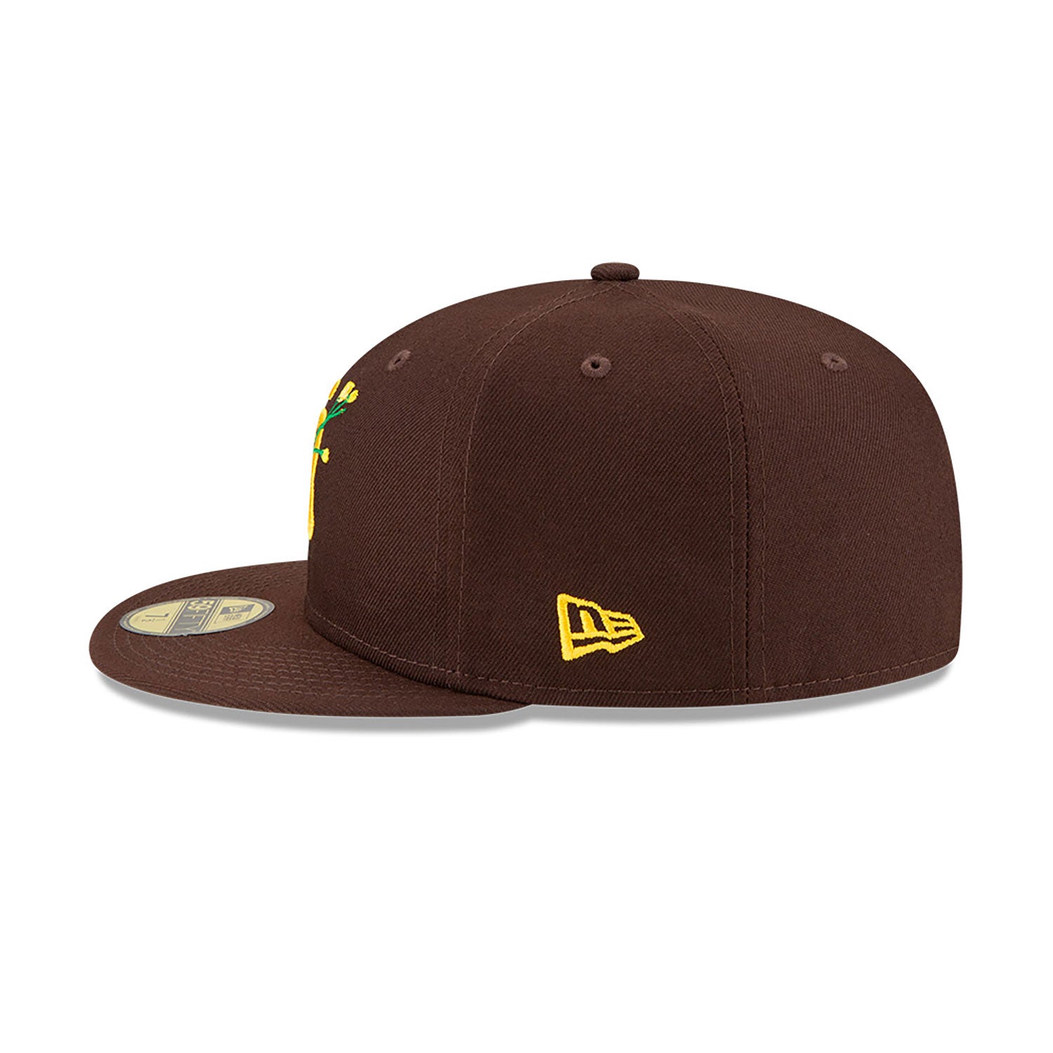 New Era 9FIFTY San Diego Padres Team Script Snapback Hat Burnt Wood Brown Yellow