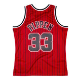 Chicago Bulls 1995-96 Scottie Pippen Mitchell & Ness Red Pinstripe Swingman Jersey