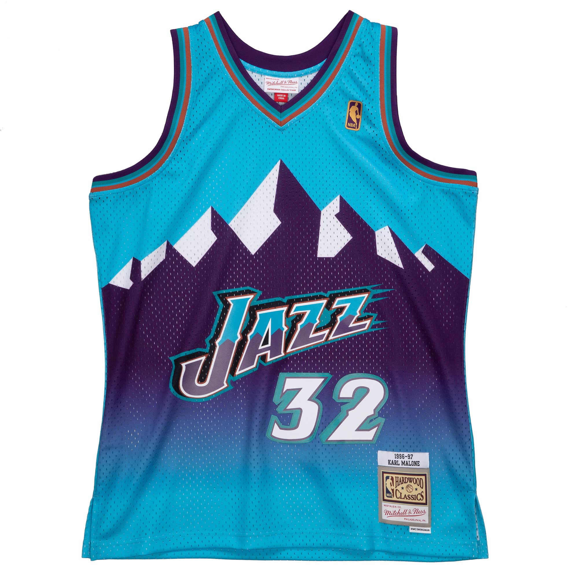 Utah Jazz 1996-97 Karl Malone Mitchell Ness Blue Swingman Jersey