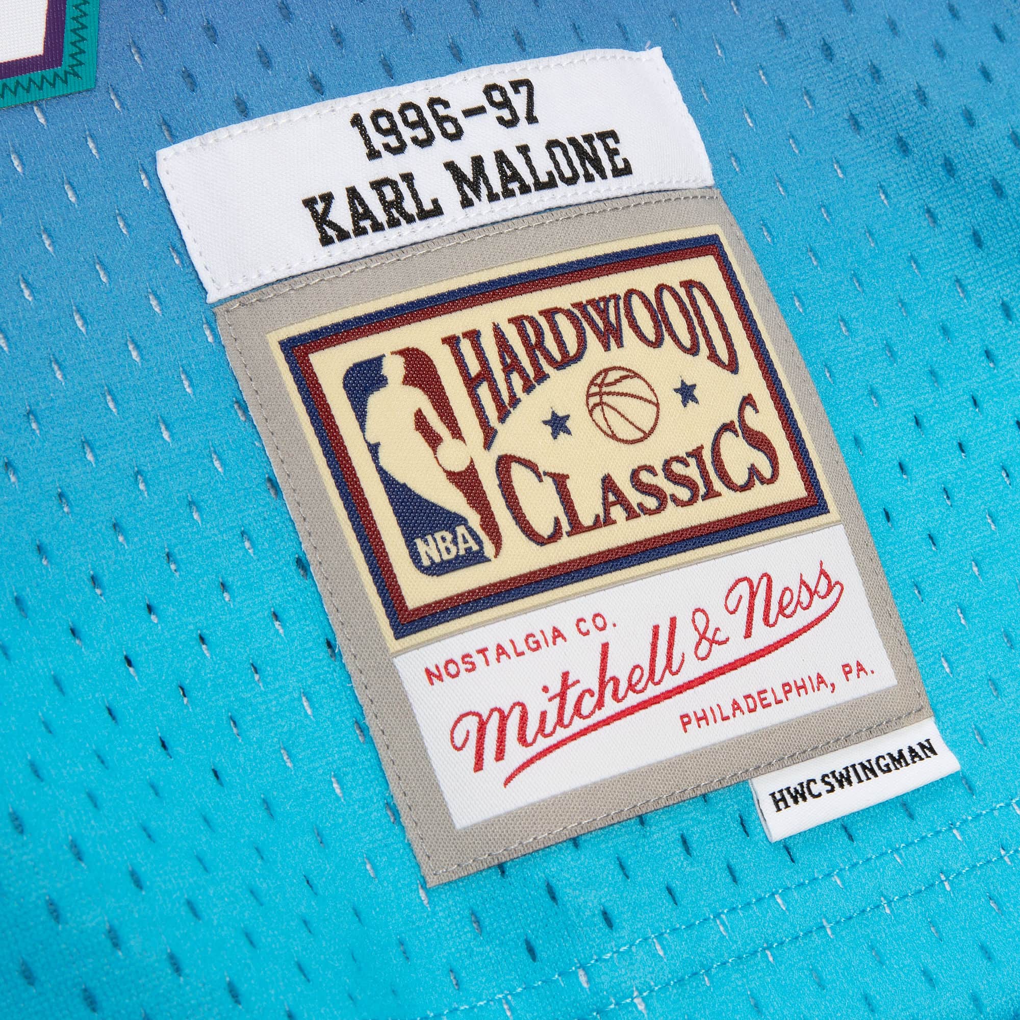 Mitchell & Ness Karl Malone White Utah Jazz Hardwood Classics Swingman Jersey