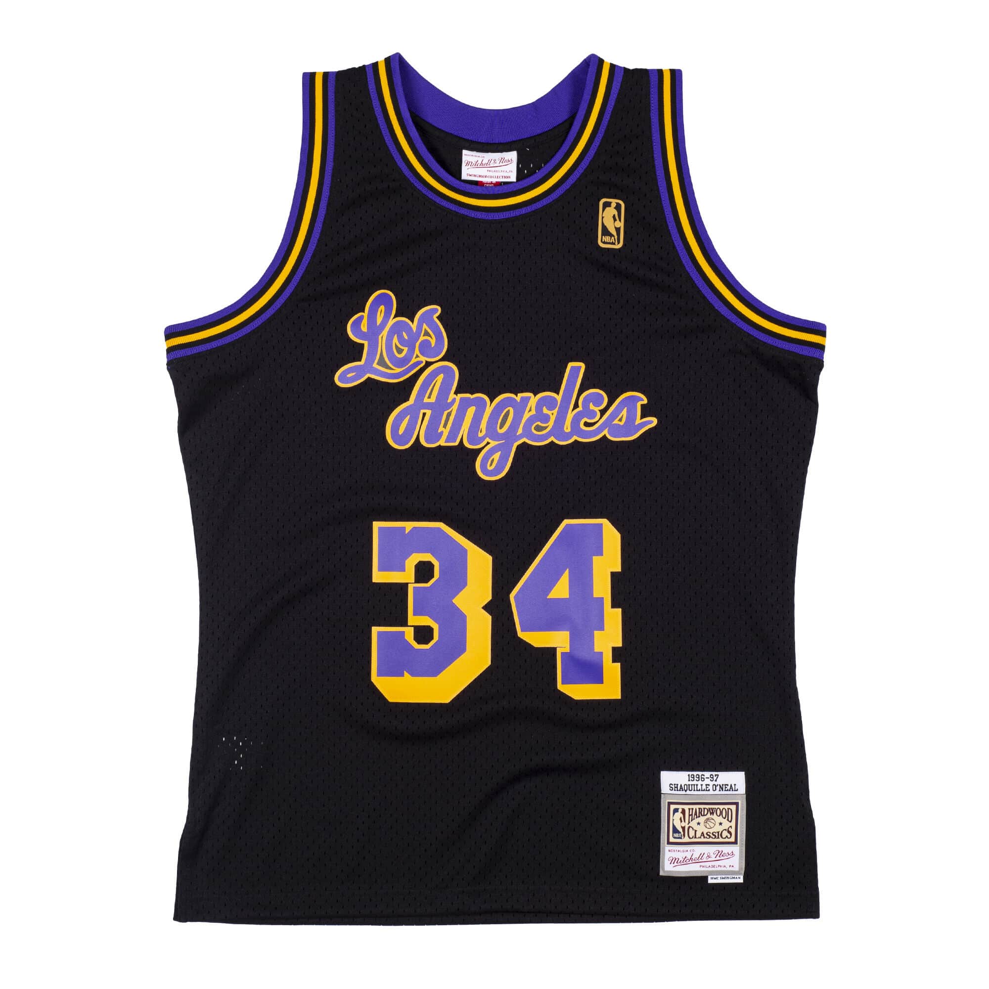 Shaquille O'Neal Signed Los Angeles Lakers Mitchell & Ness White & Blue  Stripe NBA Swingman Basketball Jersey