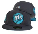 Dark Grey Seattle Mariners Vice Blue Bottom Baseball Club Side Patch New Era 59Fifty Fitted