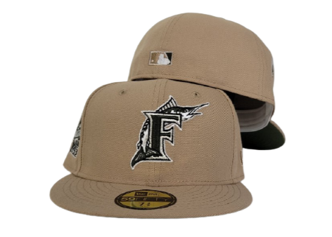 Tan Florida Marlins Olive Green Bottom 1993 Inaugural Side Patch New Era 59Fifty Fitted
