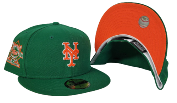 New York Mets 50th Anniversary New Era 59FIFTY Fitted Hat (Glow in The Dark Khaki Cilantro Gray Under BRIM) 7 1/8
