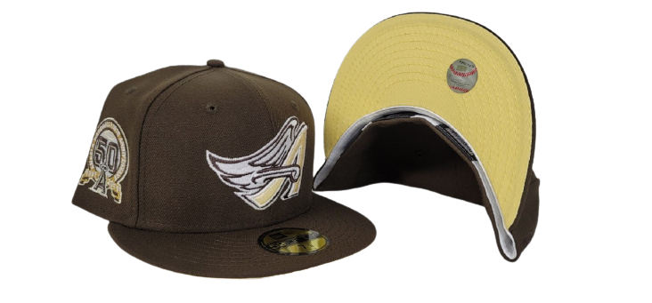 Brown Los Angeles Angels Soft Yellow Bottom 50th Anniversary New Era 59Fifty Fitted