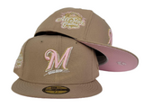 Tan Milwaukee Brewers Pink Bottom 2002 All Star Game Side Patch New Era 59Fifty Fitted