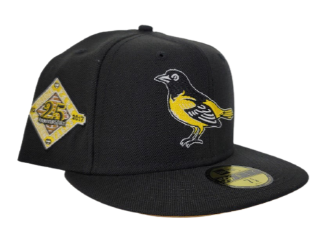 Black Baltimore Orioles Yellow Bottom 50th Anniversary Side Patch New Era 59Fifty Fitted