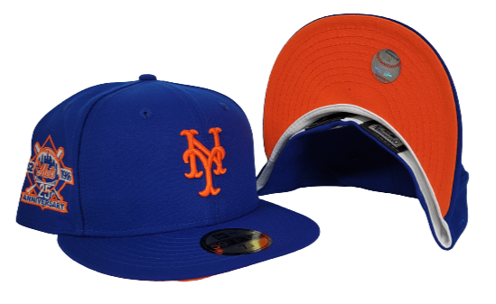 Los Mets New York Mets 60th Anniversary New Era 59FIFTY Fitted Hat (Royal Blue Black Green Under BRIM) 7 3/4