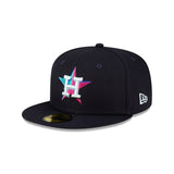 Navy Blue Houston Astros Fusion Pink Bottom 2017 World Series Side Patch Polar Lights New Era 59Fifty Fitted